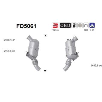 Filtre à particules / à suie, échappement AS OEM 18307798307