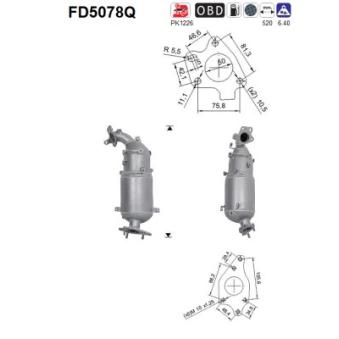 Filtre à particules / à suie, échappement AS OEM 18190rfwg00