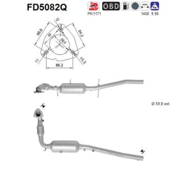 Filtre à particules / à suie, échappement AS OEM 1865008