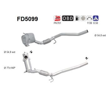 Filtre à particules / à suie, échappement AS OEM 2K0254700DX