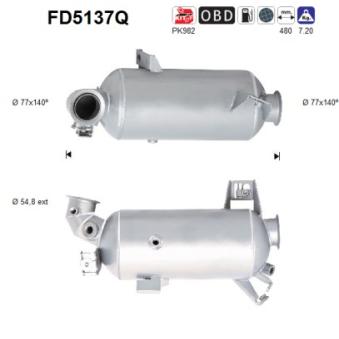 Filtre à particules / à suie, échappement AS OEM 7E0254700DX