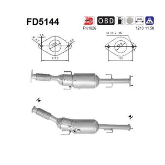 Filtre à particules / à suie, échappement AS [FD5144]