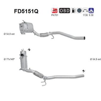 Filtre à particules / à suie, échappement AS OEM 1K0254707FX