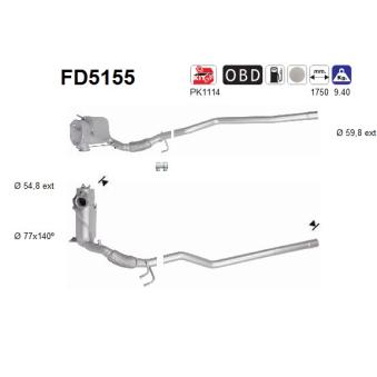 Filtre à particules / à suie, échappement AS OEM 5N0254700EX