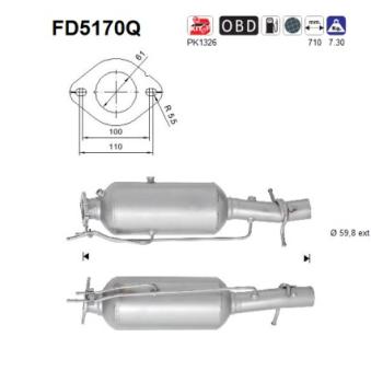Filtre à particules / à suie, échappement AS FD5170Q