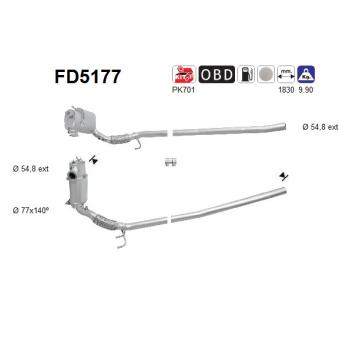 Filtre à particules / à suie, échappement AS OEM 1K0254704AX