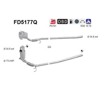 Filtre à particules / à suie, échappement AS OEM 1K0254704AX