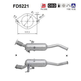 Filtre à particules / à suie, échappement AS [FD5221]