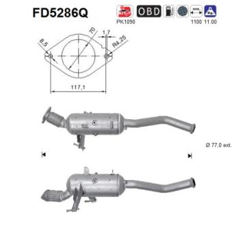 Filtre à particules / à suie, échappement AS OEM 95524246