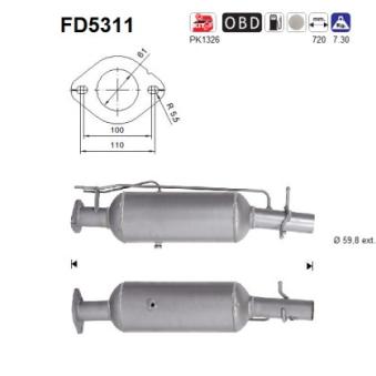 Filtre à particules / à suie, échappement AS [FD5311]