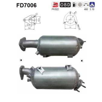 Filtre à particules / à suie, échappement AS FD7006