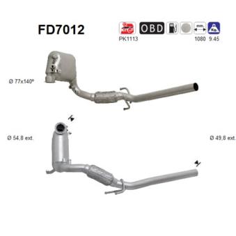 Filtre à particules / à suie, échappement AS OEM 6Q0254700AX