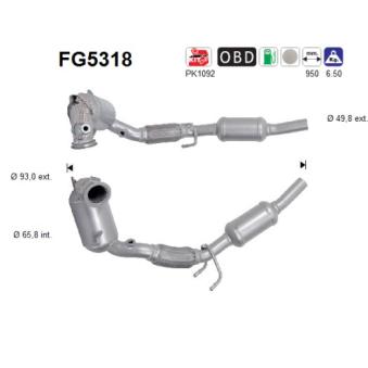 Filtre à particules / à suie, échappement AS [FG5318]