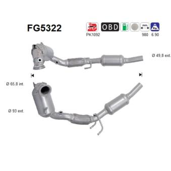 Filtre à particules / à suie, échappement AS [FG5322]