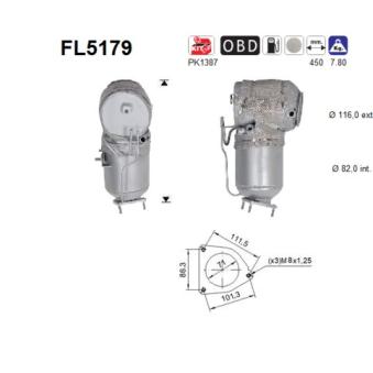 Filtre à particules / à suie, échappement AS [FL5179]