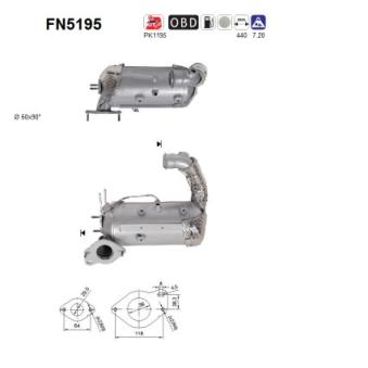 Filtre à particules / à suie, échappement AS [FN5195]