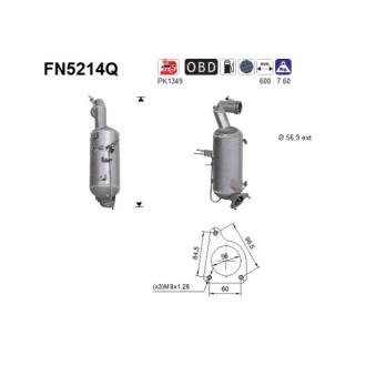 Filtre à particules / à suie, échappement AS [FN5214Q]