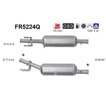 Filtre à particules / à suie, échappement AS FR5224Q