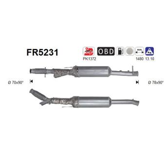 Filtre à particules / à suie, échappement AS FR5231 pour CITROEN C4 SPACETOURER 2.0 BlueHDi 150 - 150cv