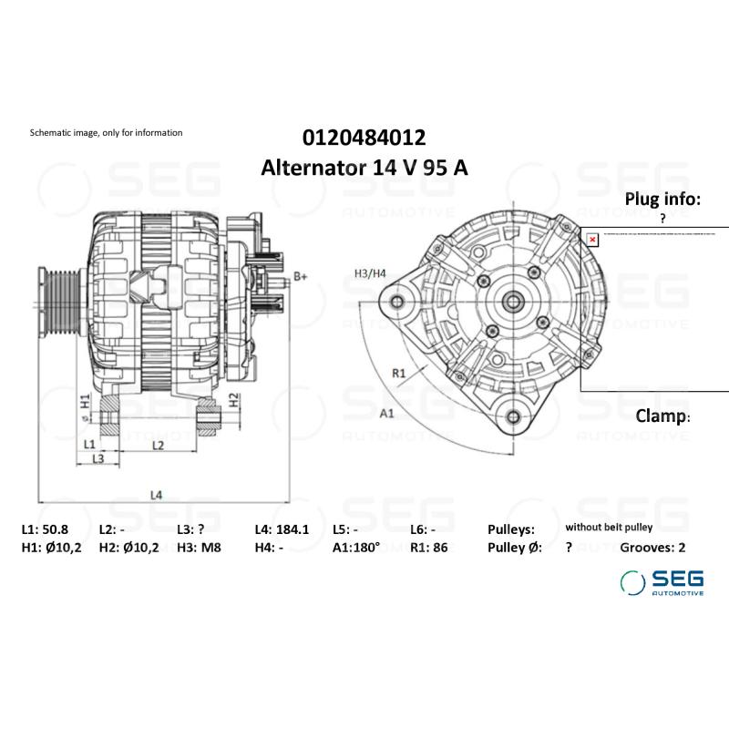 Alternateur SEG Automotive 0120484012 - Visuel 1