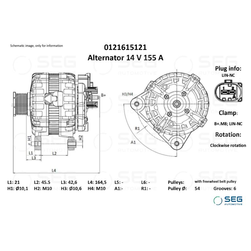 Alternateur SEG Automotive 0121615121 - Visuel 1