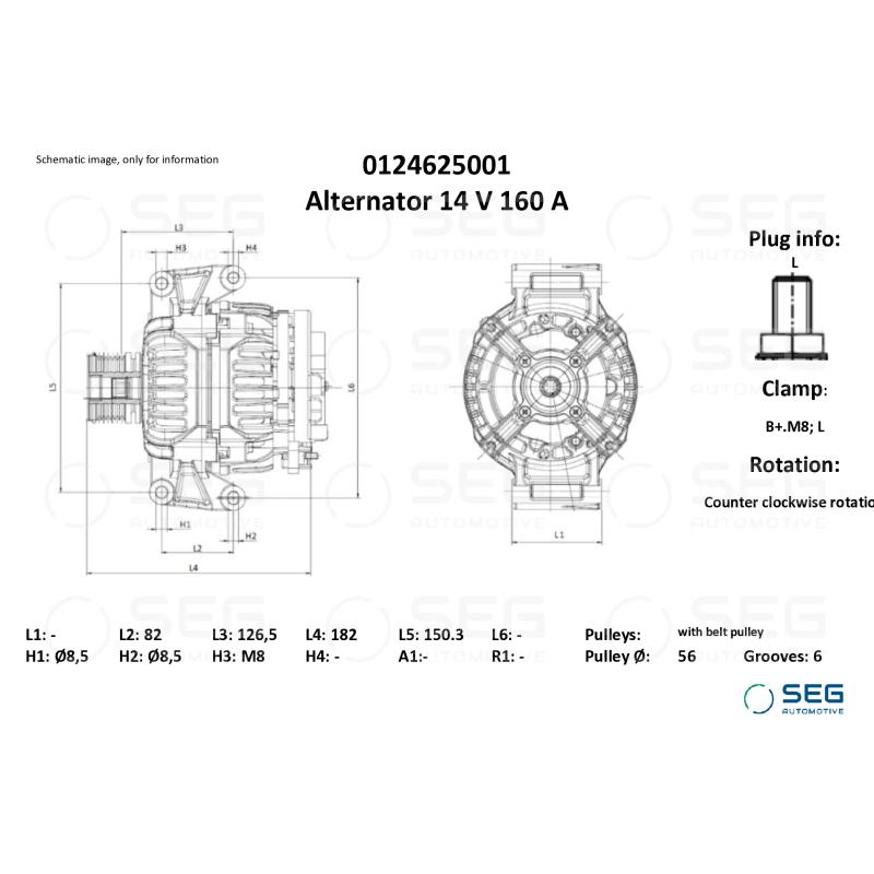 Alternateur SEG Automotive 0124625001 - Visuel 1