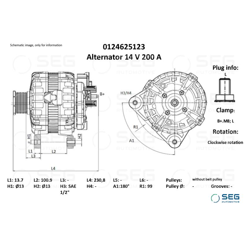 Alternateur SEG Automotive 0124625123 - Visuel 1