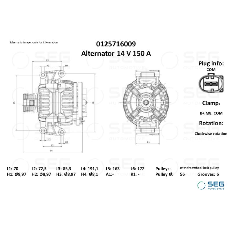 Alternateur SEG Automotive 0125716009 - Visuel 1