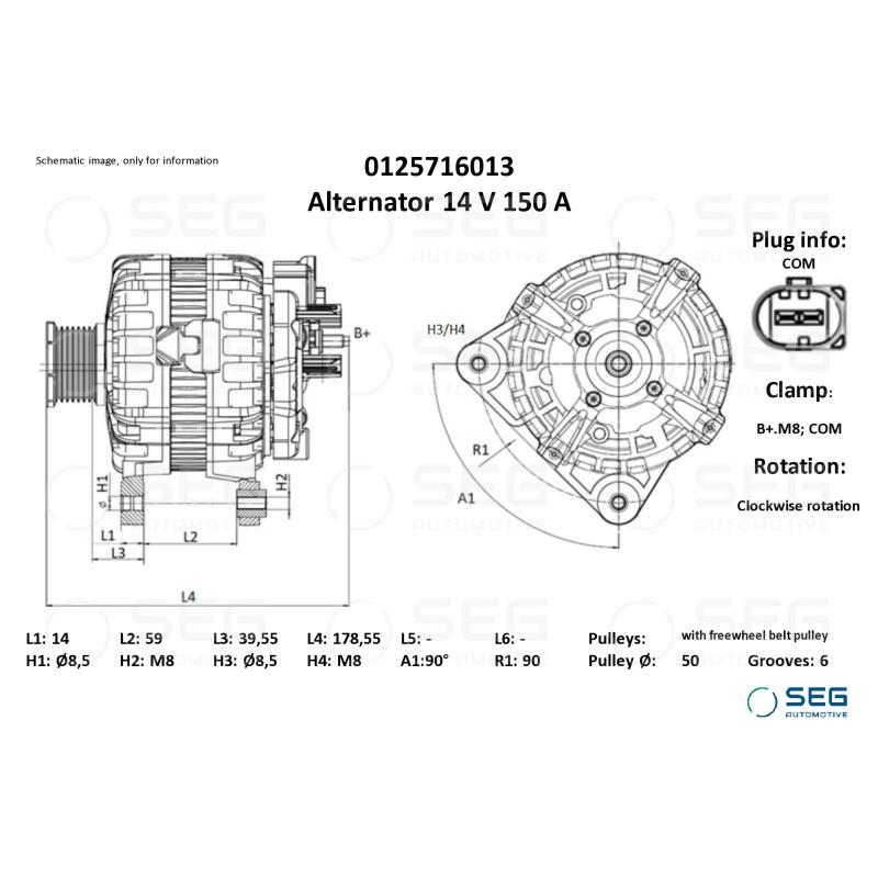 Alternateur SEG Automotive 0125716013 - Visuel 1