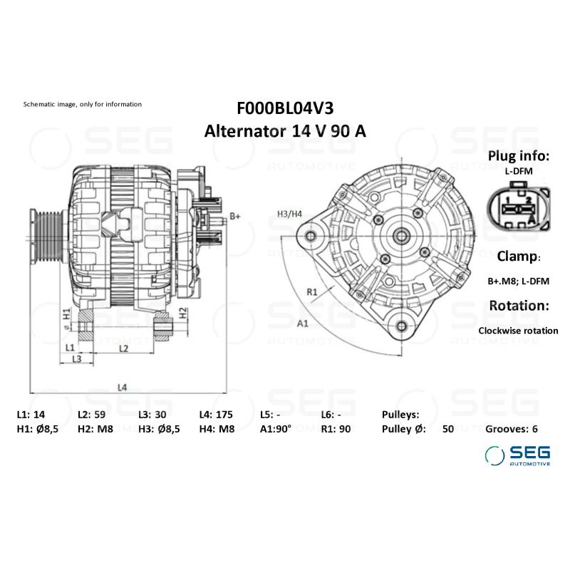 Alternateur SEG Automotive F000BL04V3 - Visuel 1