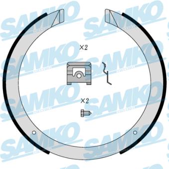 Jeu de mâchoires de frein, frein de stationnement SAMKO 81098 pour FORD TRANSIT 3.5 - 263cv