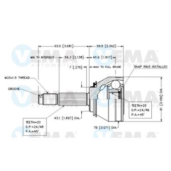 Embout de cardan avant (kit de réparation) VEMA OEM 5944689