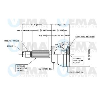 Embout de cardan avant (kit de réparation) VEMA OEM 6069110