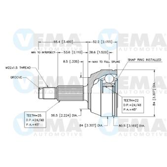 Embout de cardan avant (kit de réparation) VEMA OEM 1078677