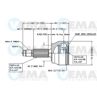 Joint, arbre longitudinal VEMA OEM 1033616