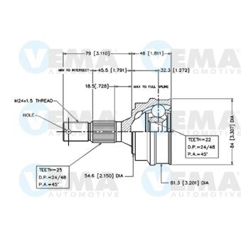 Embout de cardan avant (kit de réparation) VEMA 18246