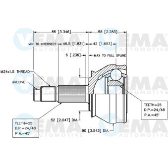 Embout de cardan avant (kit de réparation) VEMA [18255]