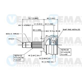 Embout de cardan avant (kit de réparation) VEMA OEM 7647245