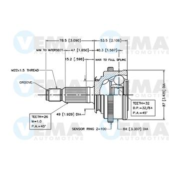 Joint, arbre longitudinal VEMA OEM 44511SE0406 Joint, arbre longitudinal VEMA OEM 44511SE0406