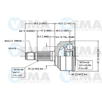 Embout de cardan avant (kit de réparation) VEMA OEM 44305SF1913
