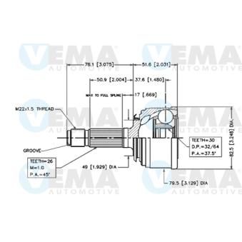 Embout de cardan avant (kit de réparation) VEMA OEM 44306SH3G01