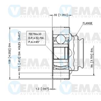 Embout de cardan avant (kit de réparation) VEMA OEM 701407331A Embout de cardan avant (kit de réparation) VEMA OEM 701407331A