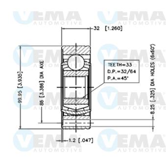 Embout de cardan avant (kit de réparation) VEMA OEM 443498103