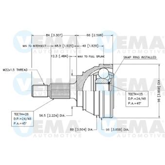 Embout de cardan avant (kit de réparation) VEMA [18415]