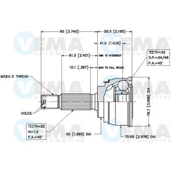 Embout de cardan avant (kit de réparation) VEMA OEM MB176161 Embout de cardan avant (kit de réparation) VEMA OEM MB176161