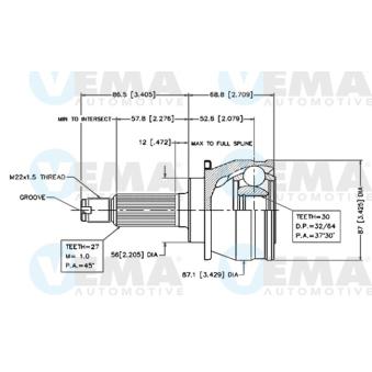 Embout de cardan avant (kit de réparation) VEMA OEM 28021AA132