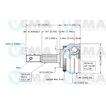 Embout de cardan avant (kit de réparation) VEMA OEM 3921160Y10