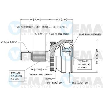 Embout de cardan avant (kit de réparation) VEMA OEM 4002911