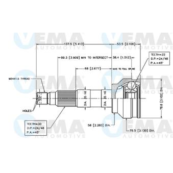 Embout de cardan avant (kit de réparation) VEMA OEM 23221GA243 Embout de cardan avant (kit de réparation) VEMA OEM 23221GA243