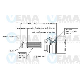 Embout de cardan avant (kit de réparation) VEMA OEM 4410160B12